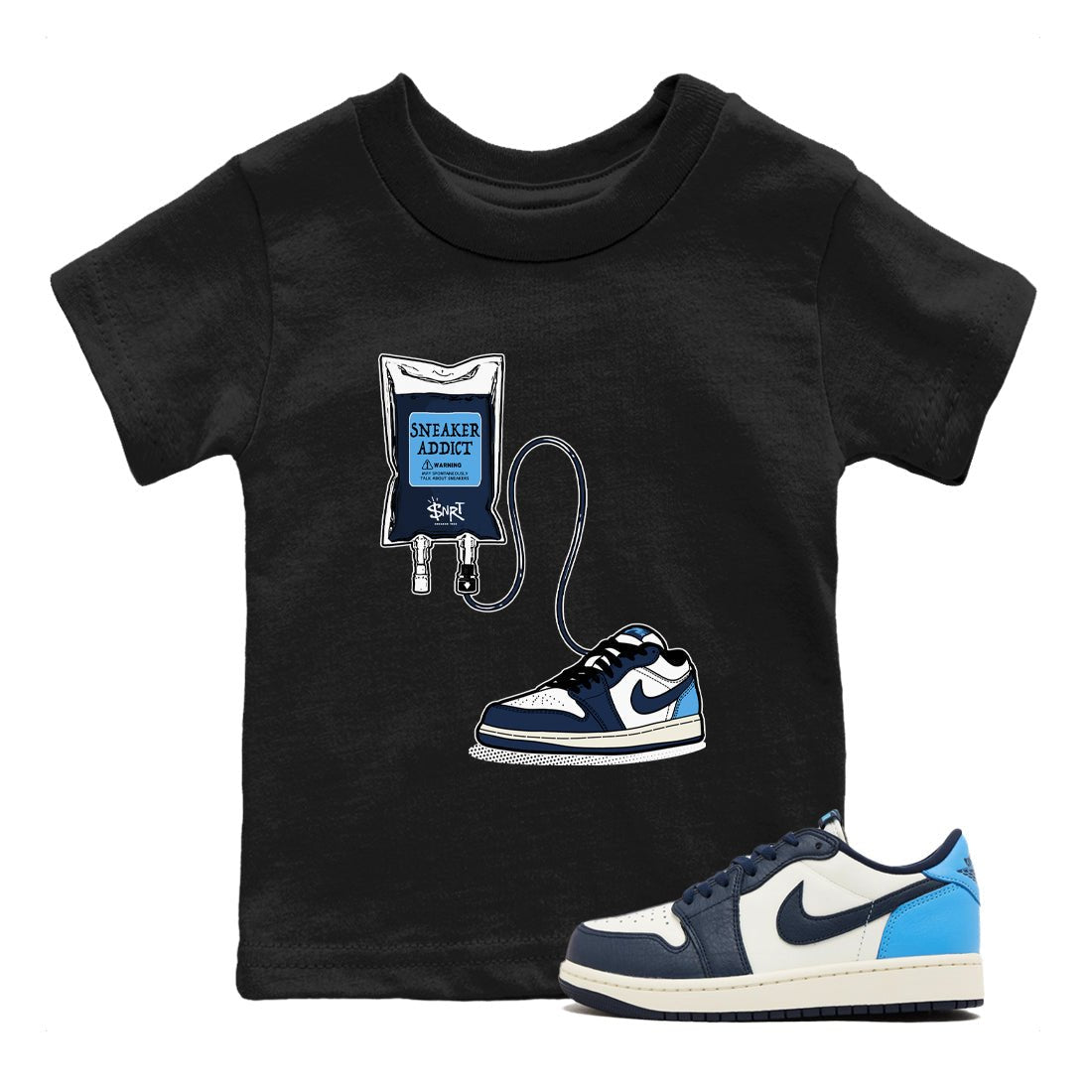 1s Obsidian shirts to match jordans Sneaker Therapy shirts to match Jordans AJ1 Retro Low OG Obsidian match shoes to clothes SNRT Sneaker Tees Youth Baby Black 1 tee