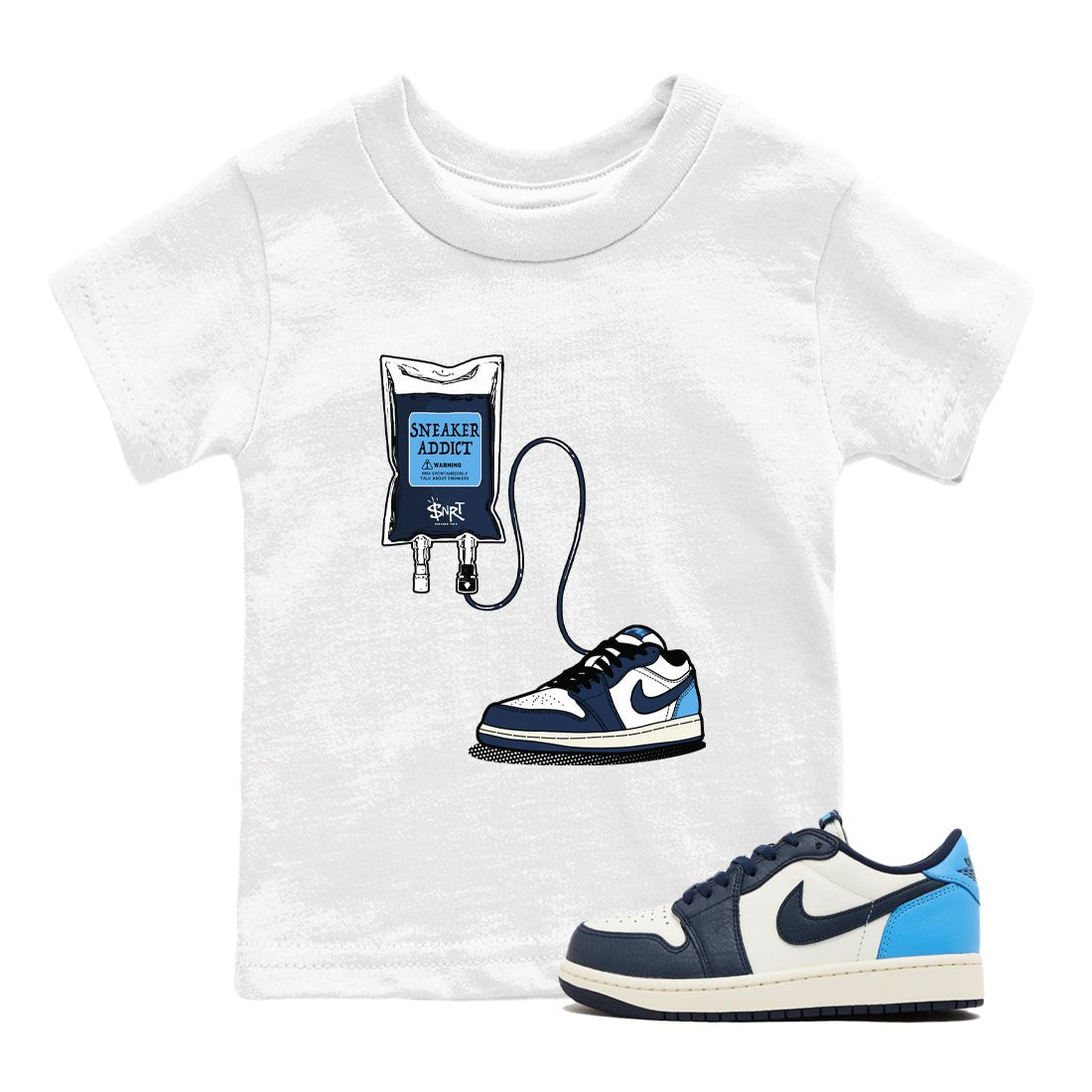 1s Obsidian shirts to match jordans Sneaker Therapy shirts to match Jordans AJ1 Retro Low OG Obsidian match shoes to clothes SNRT Sneaker Tees Youth Baby White 1 tee