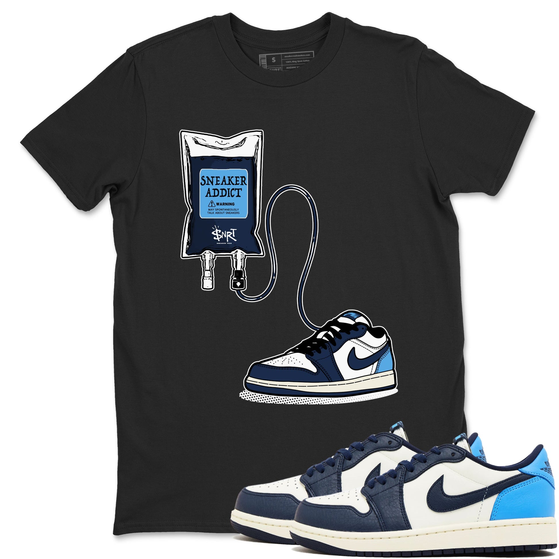 1s Obsidian shirts to match jordans Sneaker Therapy shirts to match Jordans AJ1 Retro Low OG Obsidian match shoes to clothes SNRT Sneaker Tees unisex cotton Black 1 shirts