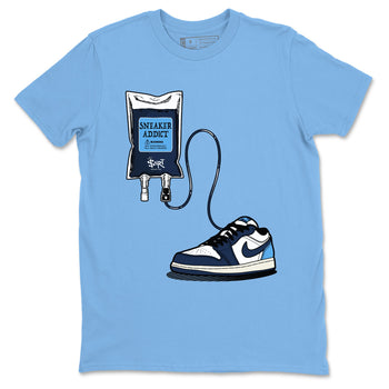 1s Obsidian shirts to match jordans Sneaker Therapy shirts to match Jordans AJ1 Retro Low OG Obsidian match shoes to clothes SNRT Sneaker Tees unisex cotton Carolina Blue 2 shirts