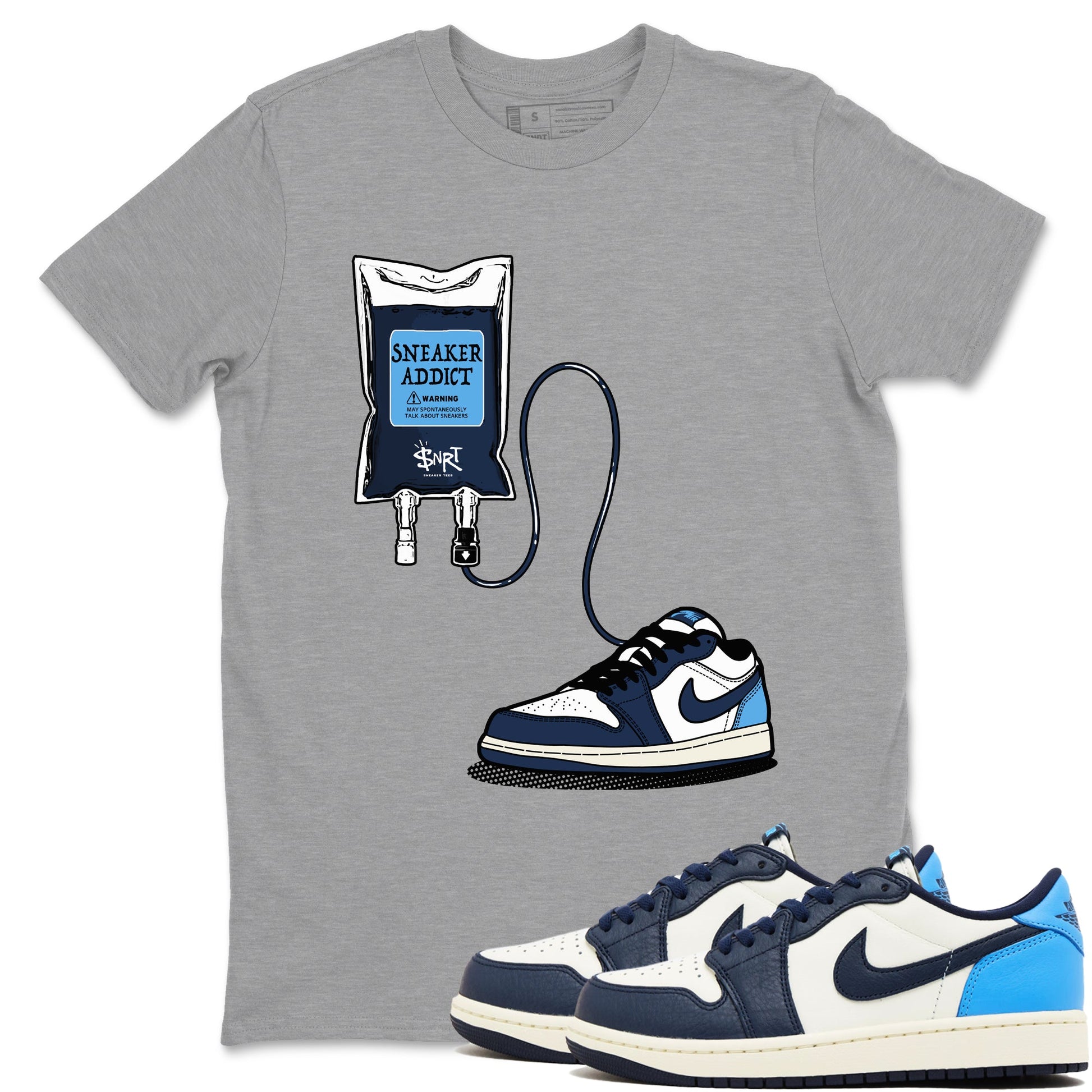 1s Obsidian shirts to match jordans Sneaker Therapy shirts to match Jordans AJ1 Retro Low OG Obsidian match shoes to clothes SNRT Sneaker Tees unisex cotton Heather Grey 1 shirts