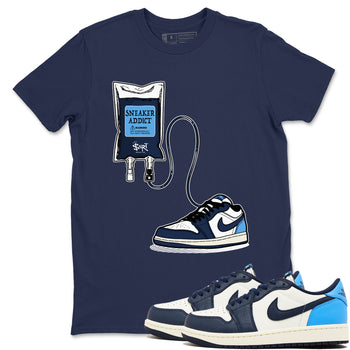 1s Obsidian shirts to match jordans Sneaker Therapy shirts to match Jordans AJ1 Retro Low OG Obsidian match shoes to clothes SNRT Sneaker Tees unisex cotton Navy 1 shirts