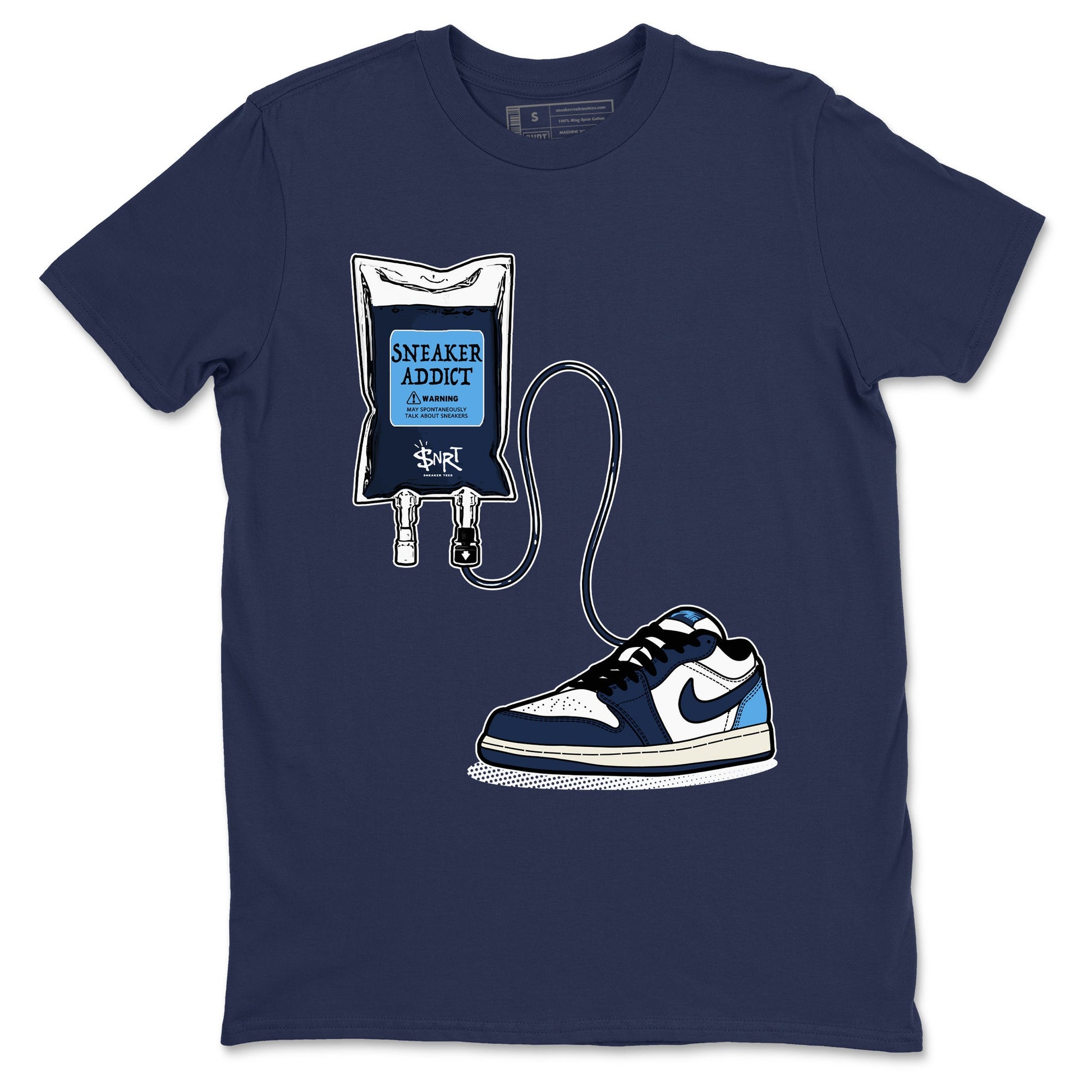 1s Obsidian shirts to match jordans Sneaker Therapy shirts to match Jordans AJ1 Retro Low OG Obsidian match shoes to clothes SNRT Sneaker Tees unisex cotton Navy 2 shirts