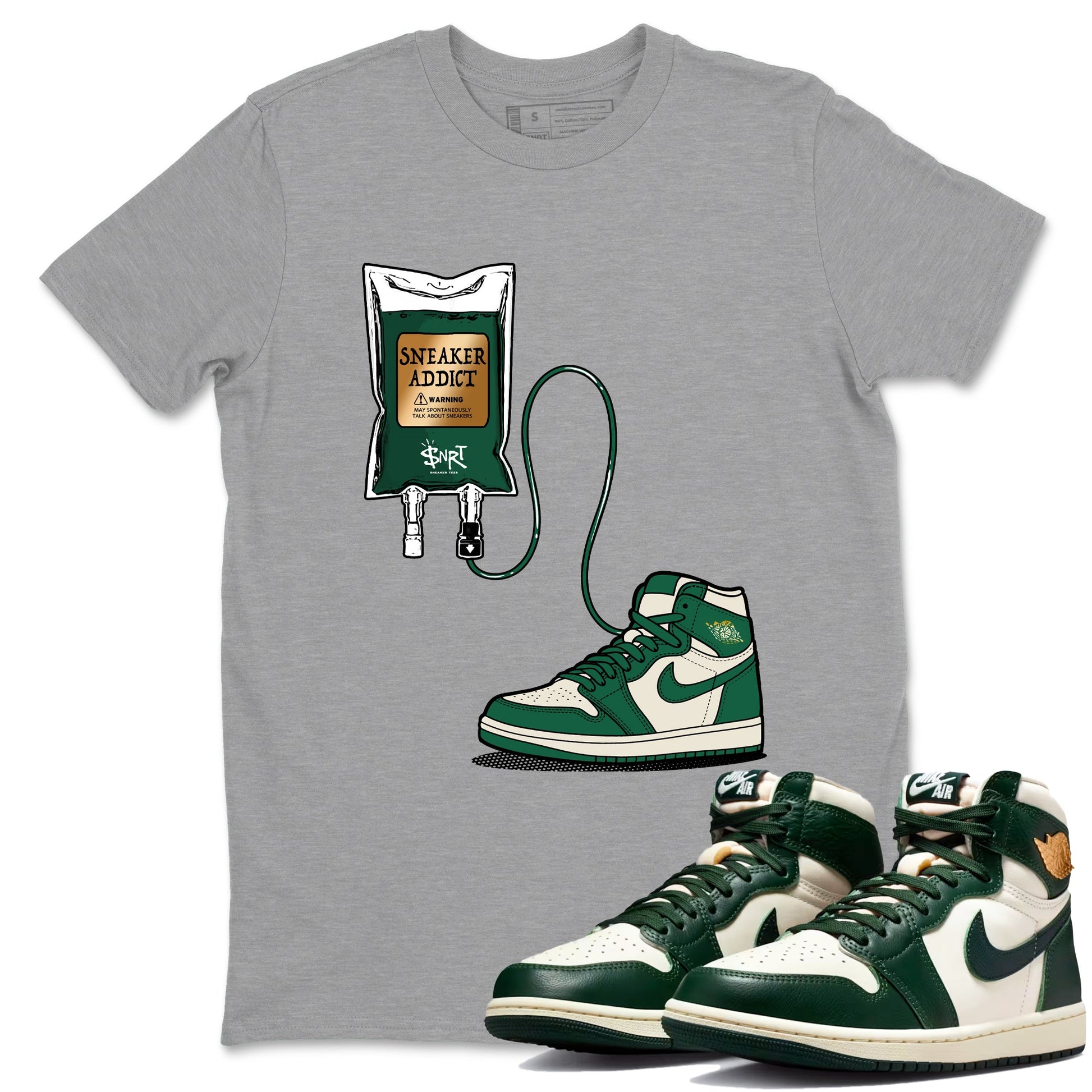 Sneaker Threads – Sneaker Tees To Match Air Jordan 1 Pro Green – Sneaker Therapy Graphic Tee Heather Grey 1. Perfect for Jordan releases 2025 colorways.