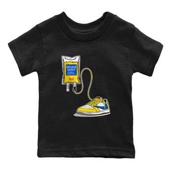 1s Travis Scott Canary shirts to match jordans Sneaker Therapy sneaker match tees Air Jordan 1 Travis Scott Canary SNRT Sneaker Release Tees Youth Baby Black 2 crew neck shirts