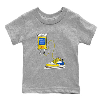 1s Travis Scott Canary shirts to match jordans Sneaker Therapy sneaker match tees Air Jordan 1 Travis Scott Canary SNRT Sneaker Release Tees Youth Baby Heather Grey 2 crew neck shirts