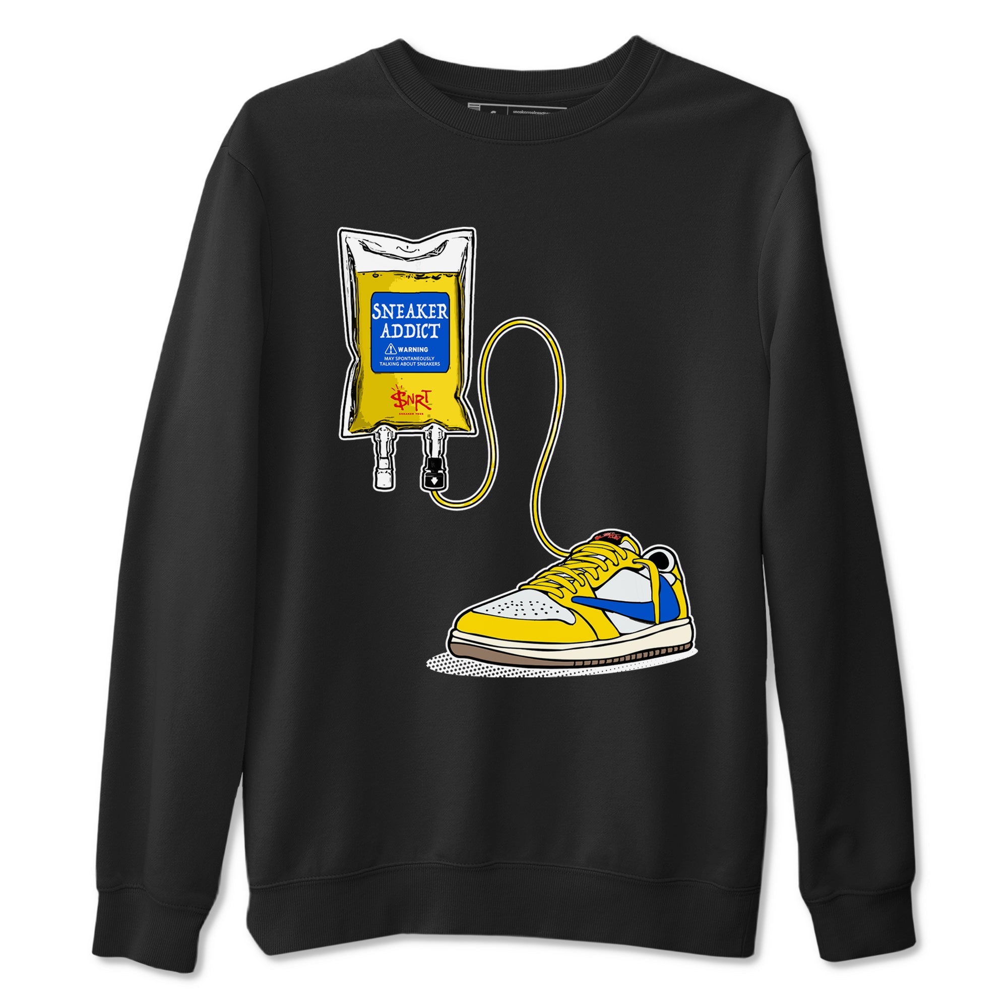 1s Travis Scott Canary shirts to match jordans Sneaker Therapy sneaker match tees Air Jordan 1 Travis Scott Canary SNRT Sneaker Release Tees unisex cotton Black 2 crew neck shirts
