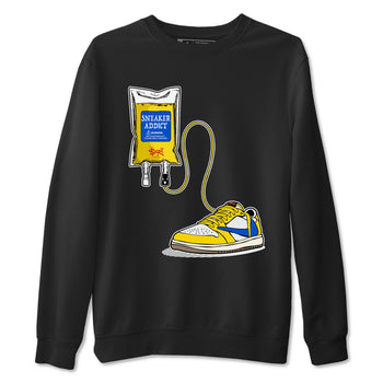 1s Travis Scott Canary shirts to match jordans Sneaker Therapy sneaker match tees Air Jordan 1 Travis Scott Canary SNRT Sneaker Release Tees unisex cotton Black 2 crew neck shirts