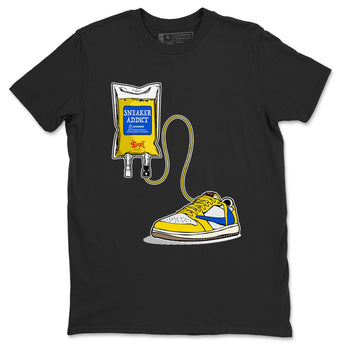 1s Travis Scott Canary shirts to match jordans Sneaker Therapy sneaker match tees Air Jordan 1 Travis Scott Canary SNRT Sneaker Release Tees unisex cotton Black 2 crew neck shirts