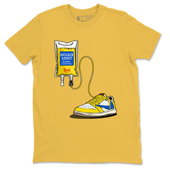 1s Travis Scott Canary shirts to match jordans Sneaker Therapy sneaker match tees Air Jordan 1 Travis Scott Canary SNRT Sneaker Release Tees unisex cotton Daisy 2 crew neck shirts