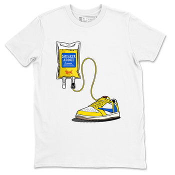 1s Travis Scott Canary shirts to match jordans Sneaker Therapy sneaker match tees Air Jordan 1 Travis Scott Canary SNRT Sneaker Release Tees unisex cotton White 2 crew neck shirts