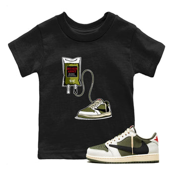 1s Travis Scott Medium Olive shirts to match jordans Sneaker Therapy sneaker match tees Air Jordan 1 Travis Scott Medium Olive SNRT Sneaker Release Tees Youth Baby Black 1 crew neck shirts