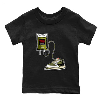 1s Travis Scott Medium Olive shirts to match jordans Sneaker Therapy sneaker match tees Air Jordan 1 Travis Scott Medium Olive SNRT Sneaker Release Tees Youth Baby Black 2 crew neck shirts