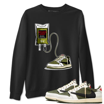 1s Travis Scott Medium Olive shirts to match jordans Sneaker Therapy sneaker match tees Air Jordan 1 Travis Scott Medium Olive SNRT Sneaker Release Tees unisex cotton Black 1 crew neck shirts