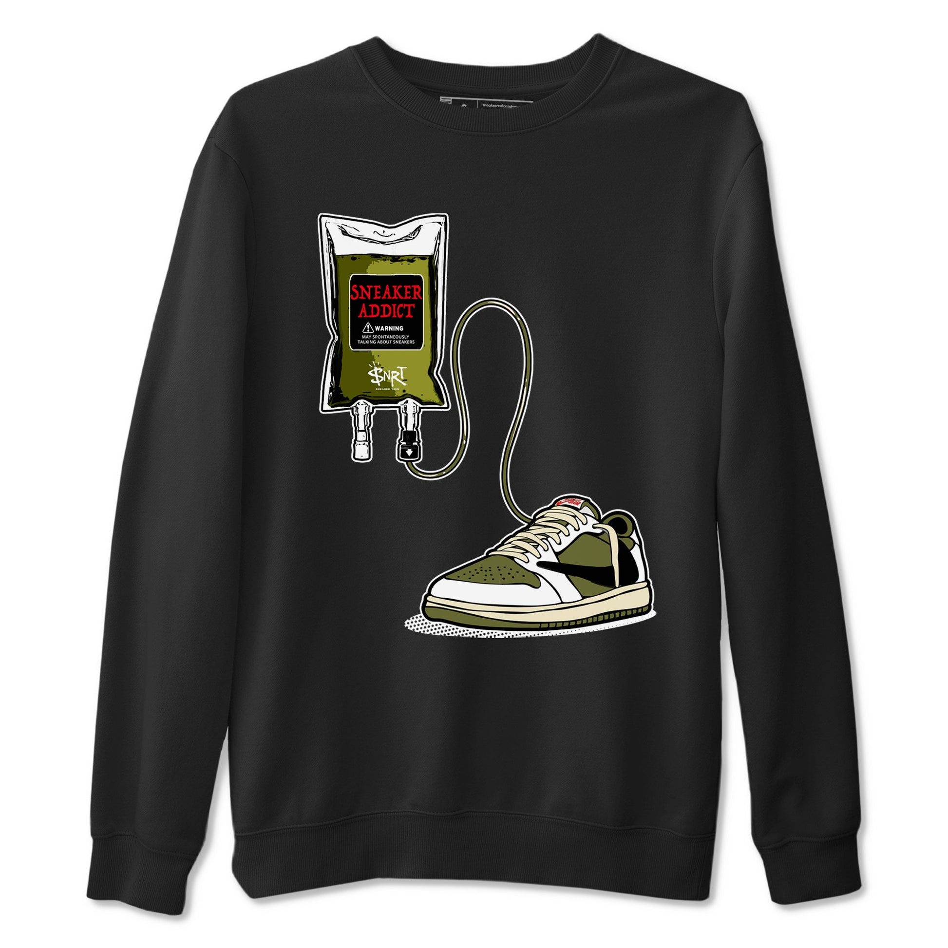 1s Travis Scott Medium Olive shirts to match jordans Sneaker Therapy sneaker match tees Air Jordan 1 Travis Scott Medium Olive SNRT Sneaker Release Tees unisex cotton Black 2 crew neck shirts