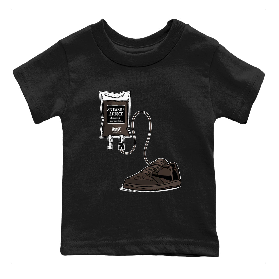 1s Travis Scott Velvet Brown shirts to match jordans Sneaker Therapy best t shirts to wear with jordans Travis Scott x Air Jordan 1 Low OG Velvet Brown match shoes to clothes SNRT Sneaker Tees Youth Baby Black 2 tee