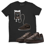 1s Travis Scott Velvet Brown shirts to match jordans Sneaker Therapy best t shirts to wear with jordans Travis Scott x Air Jordan 1 Low OG Velvet Brown match shoes to clothes SNRT Sneaker Tees unisex cotton Black 1 shirts