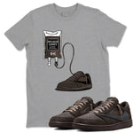 1s Travis Scott Velvet Brown shirts to match jordans Sneaker Therapy best t shirts to wear with jordans Travis Scott x Air Jordan 1 Low OG Velvet Brown match shoes to clothes SNRT Sneaker Tees unisex cotton Heather Grey 1 shirts