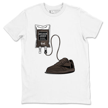 1s Travis Scott Velvet Brown shirts to match jordans Sneaker Therapy best t shirts to wear with jordans Travis Scott x Air Jordan 1 Low OG Velvet Brown match shoes to clothes SNRT Sneaker Tees unisex cotton White 2 shirts