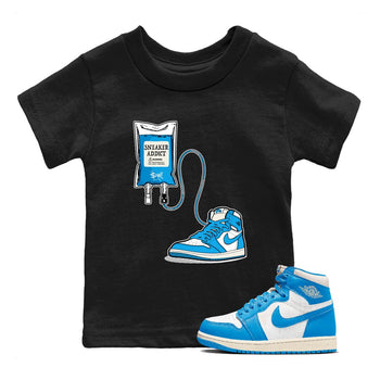 1s High OG UNC Reimagined shirts to match jordans Sneaker Therapy graphic tees Air Jordan 1 UNC Reimagined match shoes to clothes SNRT Sneaker Tees Youth Baby Black 1 tee