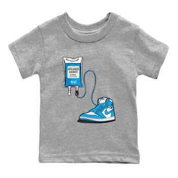 1s High OG UNC Reimagined shirts to match jordans Sneaker Therapy graphic tees Air Jordan 1 UNC Reimagined match shoes to clothes SNRT Sneaker Tees Youth Baby Heather Grey 2 tee