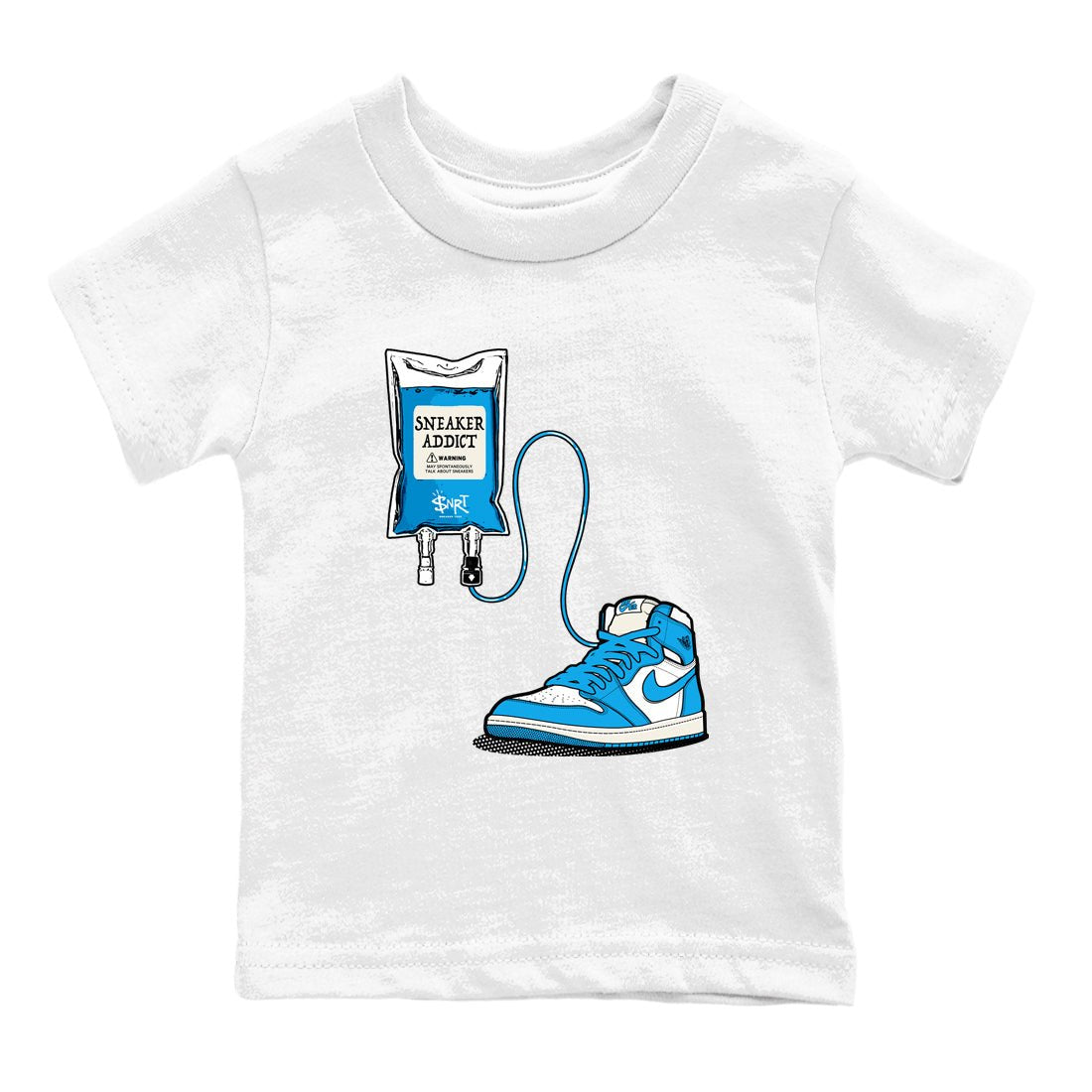 1s High OG UNC Reimagined shirts to match jordans Sneaker Therapy graphic tees Air Jordan 1 UNC Reimagined match shoes to clothes SNRT Sneaker Tees Youth Baby White 2 tee