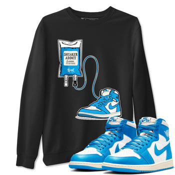 1s High OG UNC Reimagined shirts to match jordans Sneaker Therapy graphic tees Air Jordan 1 UNC Reimagined match shoes to clothes SNRT Sneaker Tees unisex cotton Black 1 shirts