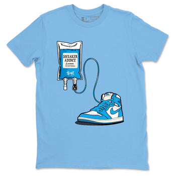 1s High OG UNC Reimagined shirts to match jordans Sneaker Therapy graphic tees Air Jordan 1 UNC Reimagined match shoes to clothes SNRT Sneaker Tees unisex cotton Carolina Blue 2 shirts