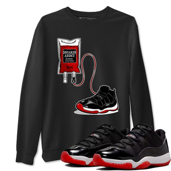 Air Jordan 11 Low Bred sneaker match tee Sneaker Therapy sneaker match tees Air Jordan 11 Bred best t-shirts to match jordans SNRT Sneaker Tees unisex cotton Black 1 shirts