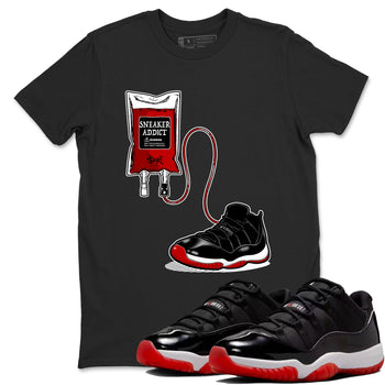 Air Jordan 11 Low Bred sneaker match tee Sneaker Therapy sneaker match tees Air Jordan 11 Bred best t-shirts to match jordans SNRT Sneaker Tees unisex cotton Black 1 shirts