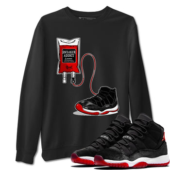 11s Bred Velvet shirts to match jordans Sneaker Therapy sneaker match tees Air Jordan 11 Bred Velvet SNRT Sneaker Release Tees unisex cotton Black 1 crew neck shirts