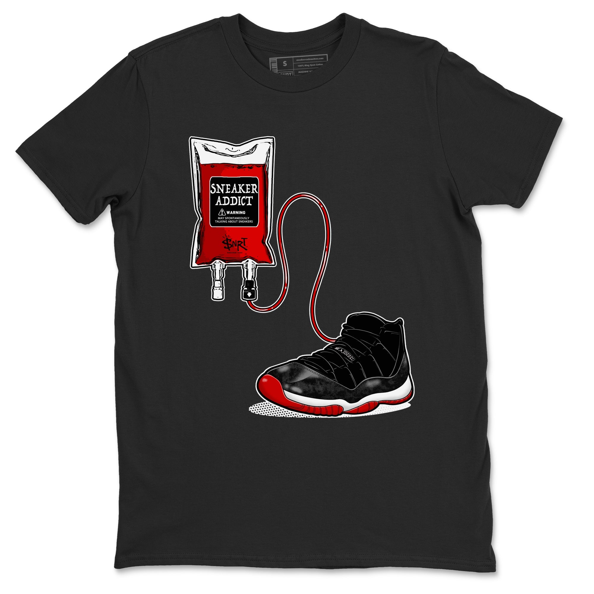 11s Bred Velvet shirts to match jordans Sneaker Therapy sneaker match tees Air Jordan 11 Bred Velvet SNRT Sneaker Release Tees unisex cotton Black 2 crew neck shirts