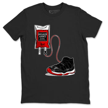 11s Bred Velvet shirts to match jordans Sneaker Therapy sneaker match tees Air Jordan 11 Bred Velvet SNRT Sneaker Release Tees unisex cotton Black 2 crew neck shirts