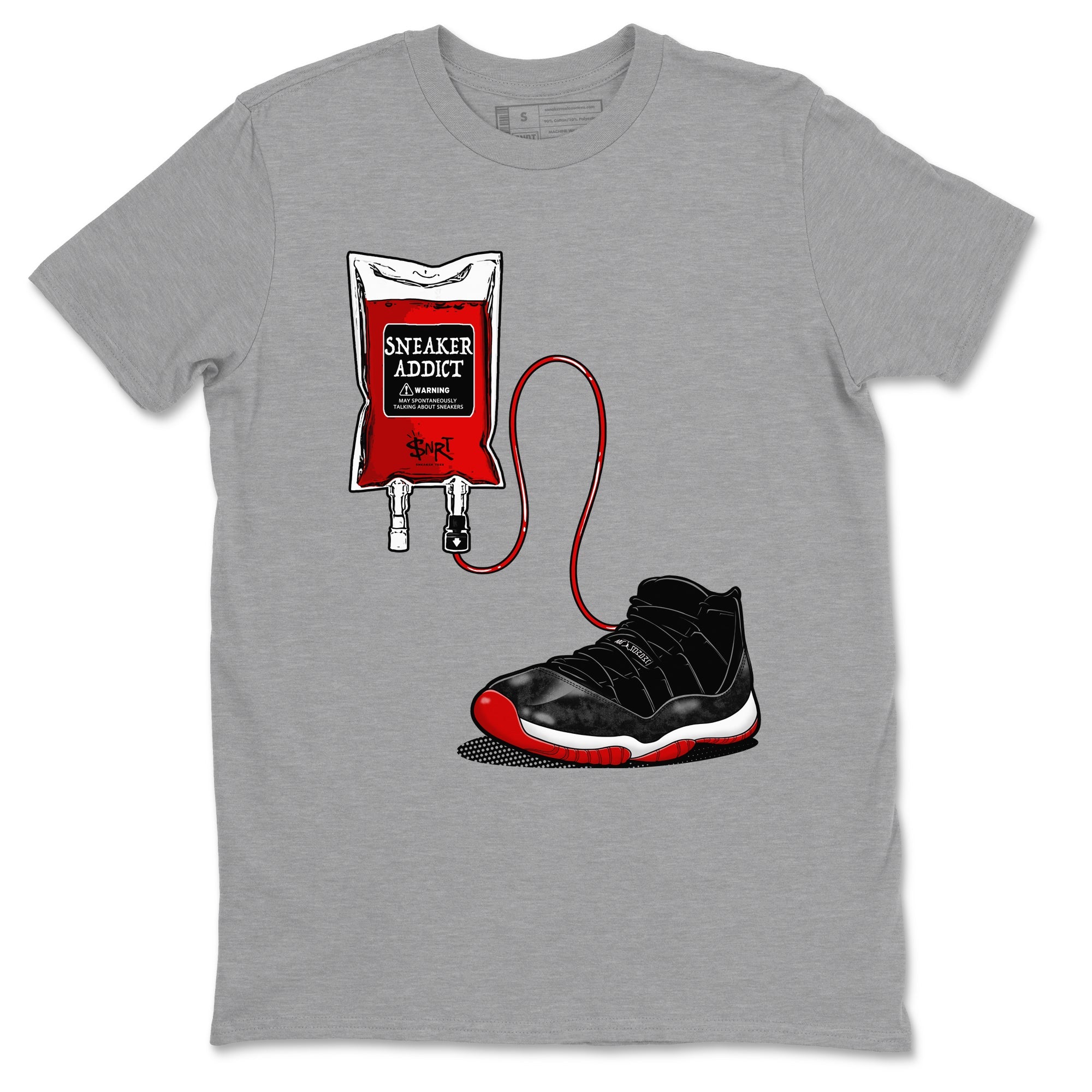 11s Bred Velvet shirts to match jordans Sneaker Therapy sneaker match tees Air Jordan 11 Bred Velvet SNRT Sneaker Release Tees unisex cotton Heather Grey 2 crew neck shirts