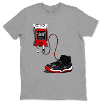 11s Bred Velvet shirts to match jordans Sneaker Therapy sneaker match tees Air Jordan 11 Bred Velvet SNRT Sneaker Release Tees unisex cotton Heather Grey 2 crew neck shirts