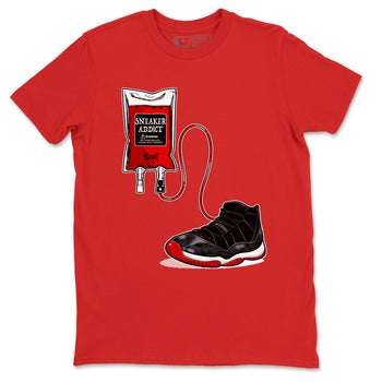 11s Bred Velvet shirts to match jordans Sneaker Therapy sneaker match tees Air Jordan 11 Bred Velvet SNRT Sneaker Release Tees unisex cotton Red 2 crew neck shirts