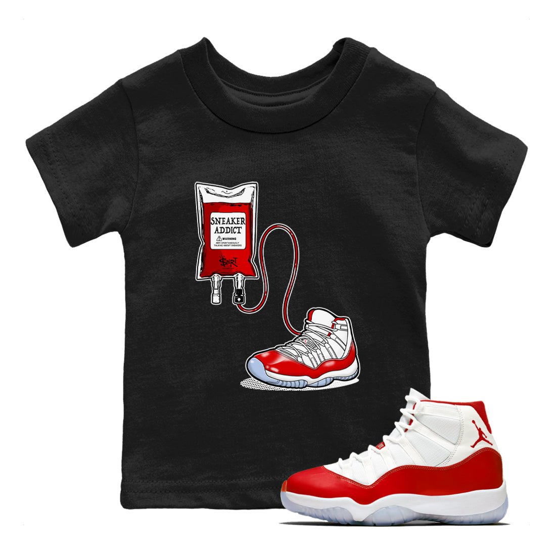 11s Cherry shirts to match jordans Sneaker Therapy sneaker match tees Air Jordan 11 Retro Cherry match shoes to clothes SNRT Sneaker Tees Youth Baby Black 1 tee