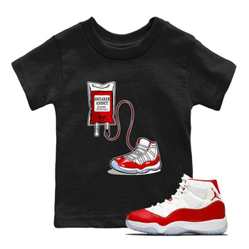 11s Cherry shirts to match jordans Sneaker Therapy sneaker match tees Air Jordan 11 Retro Cherry match shoes to clothes SNRT Sneaker Tees Youth Baby Black 1 tee