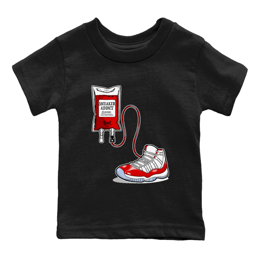 11s Cherry shirts to match jordans Sneaker Therapy sneaker match tees Air Jordan 11 Retro Cherry match shoes to clothes SNRT Sneaker Tees Youth Baby Black 2 tee