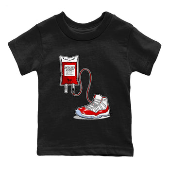 11s Cherry shirts to match jordans Sneaker Therapy sneaker match tees Air Jordan 11 Retro Cherry match shoes to clothes SNRT Sneaker Tees Youth Baby Black 2 tee