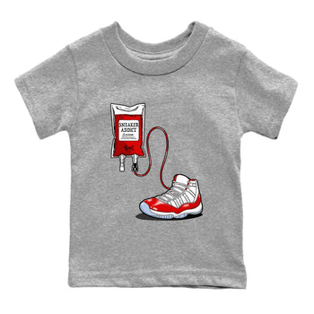 11s Cherry shirts to match jordans Sneaker Therapy sneaker match tees Air Jordan 11 Retro Cherry match shoes to clothes SNRT Sneaker Tees Youth Baby Heather Grey 2 tee