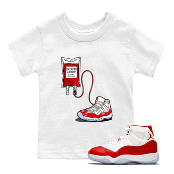 11s Cherry shirts to match jordans Sneaker Therapy sneaker match tees Air Jordan 11 Retro Cherry match shoes to clothes SNRT Sneaker Tees Youth Baby White 1 tee