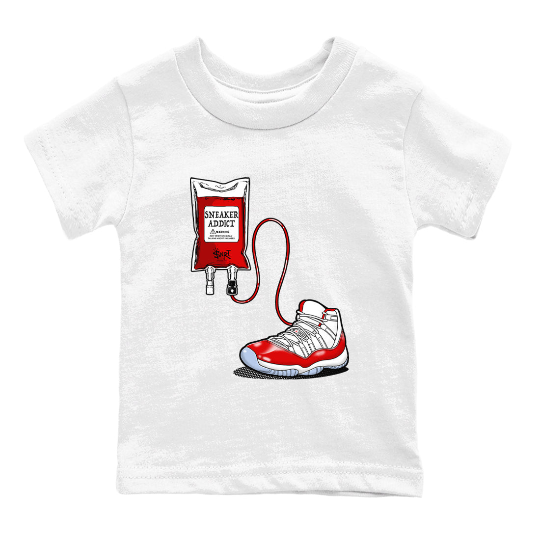 11s Cherry shirts to match jordans Sneaker Therapy sneaker match tees Air Jordan 11 Retro Cherry match shoes to clothes SNRT Sneaker Tees Youth Baby White 2 tee