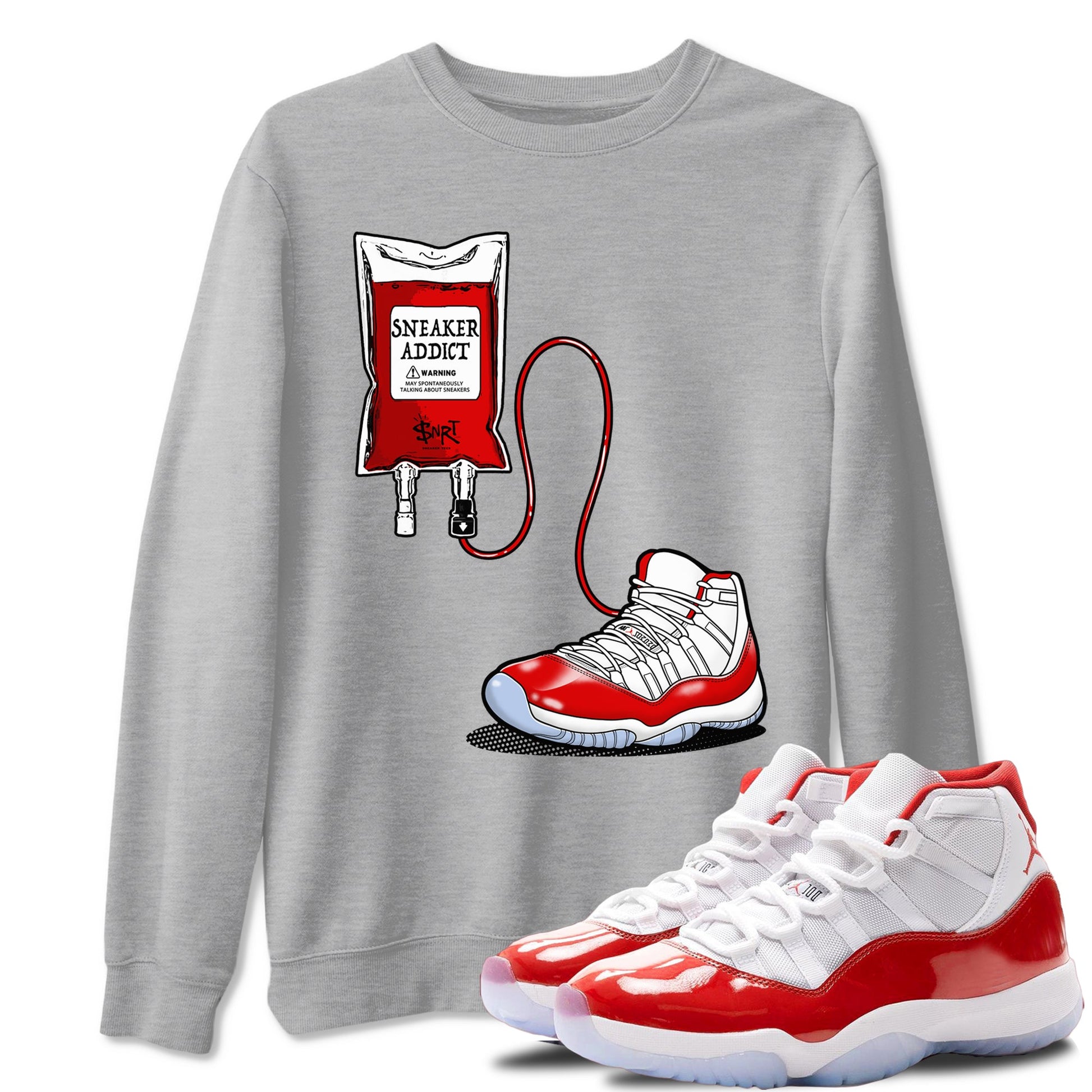 11s Cherry shirts to match jordans Sneaker Therapy sneaker match tees Air Jordan 11 Retro Cherry match shoes to clothes SNRT Sneaker Tees unisex cotton Heather Grey 1 shirts