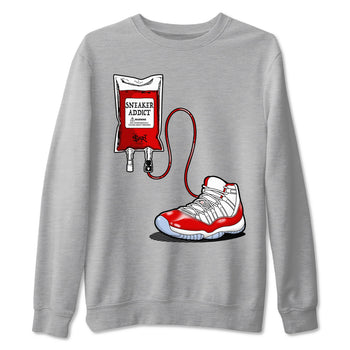 11s Cherry shirts to match jordans Sneaker Therapy sneaker match tees Air Jordan 11 Retro Cherry match shoes to clothes SNRT Sneaker Tees unisex cotton Heather Grey 2 shirts