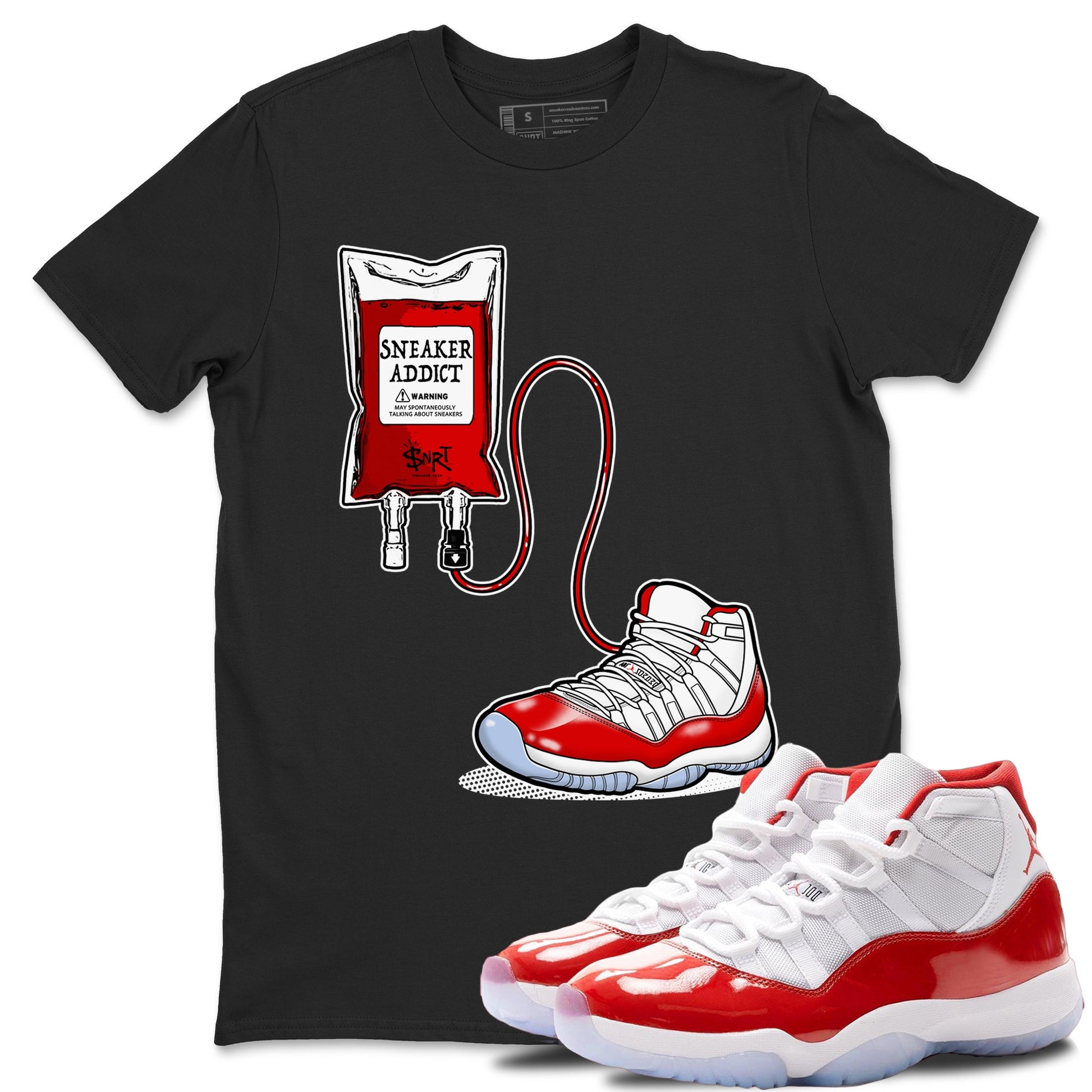 11s Cherry shirts to match jordans Sneaker Therapy sneaker match tees Air Jordan 11 Retro Cherry match shoes to clothes SNRT Sneaker Tees unisex cotton Black 1 shirts