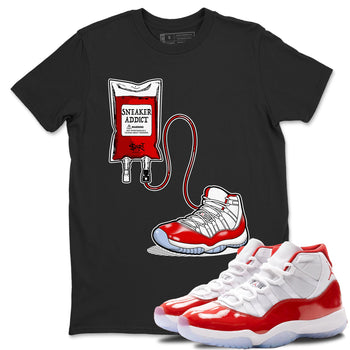 11s Cherry shirts to match jordans Sneaker Therapy sneaker match tees Air Jordan 11 Retro Cherry match shoes to clothes SNRT Sneaker Tees unisex cotton Black 1 shirts