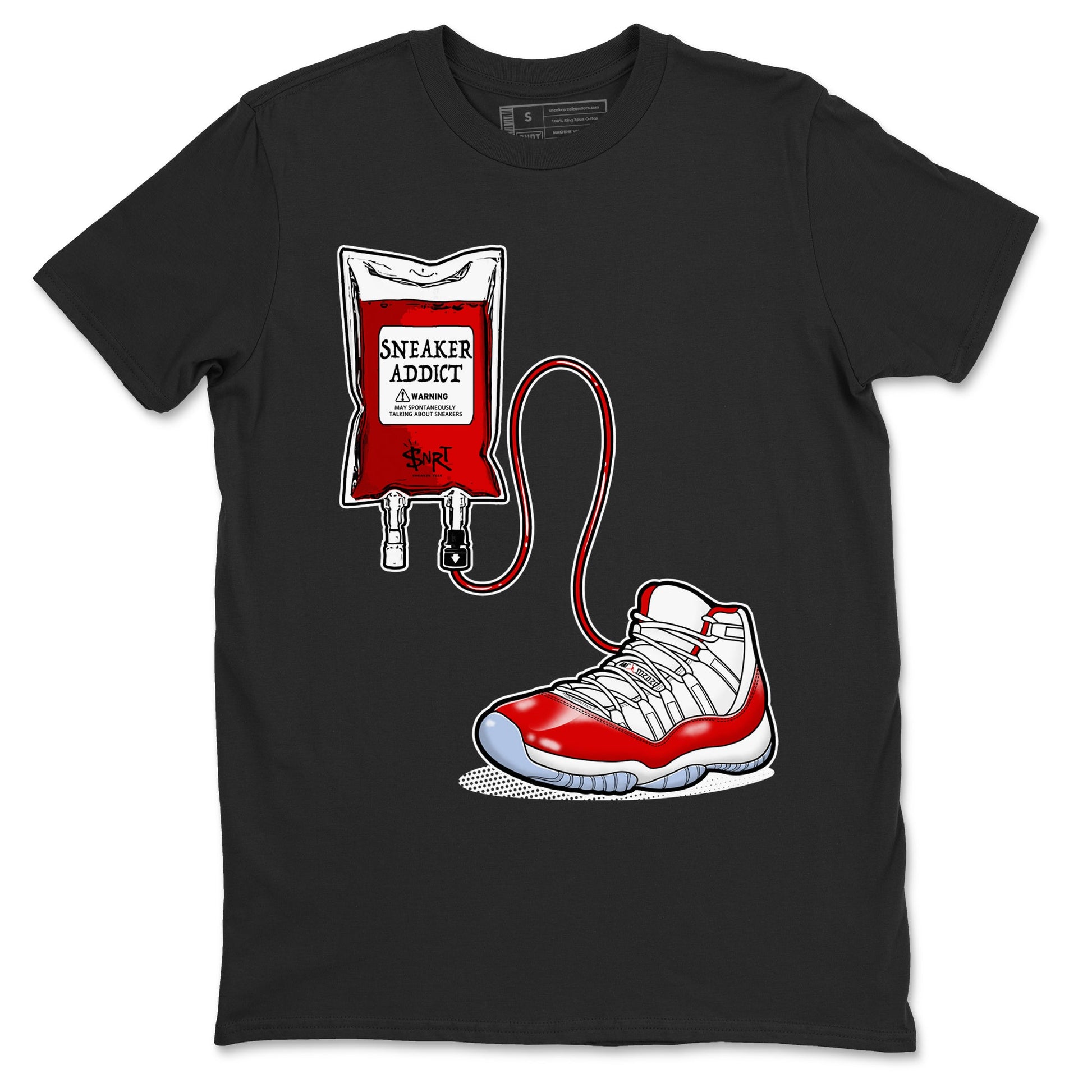 11s Cherry shirts to match jordans Sneaker Therapy sneaker match tees Air Jordan 11 Retro Cherry match shoes to clothes SNRT Sneaker Tees unisex cotton Black 2 shirts