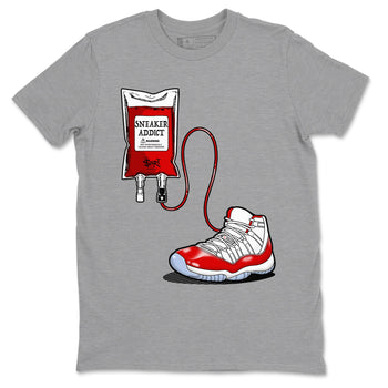 11s Cherry shirts to match jordans Sneaker Therapy sneaker match tees Air Jordan 11 Retro Cherry match shoes to clothes SNRT Sneaker Tees unisex cotton Heather Grey 2 shirts
