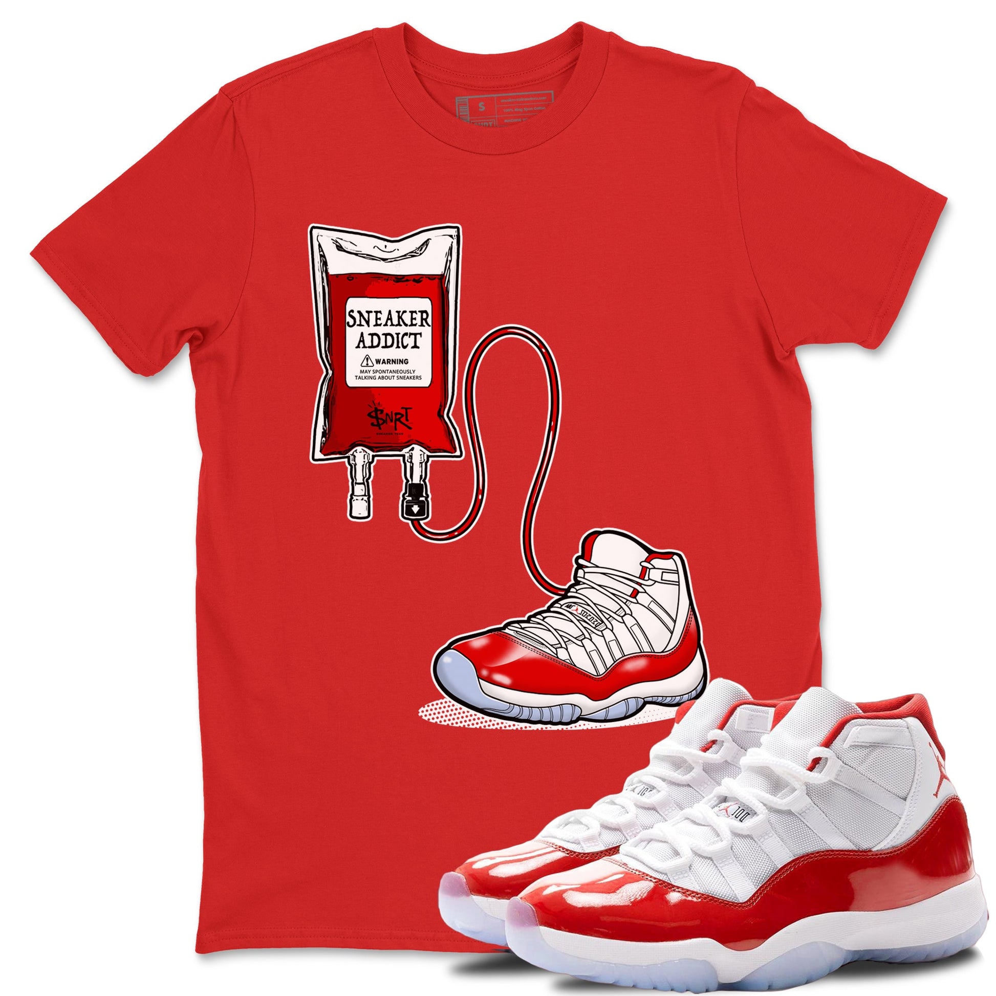 11s Cherry shirts to match jordans Sneaker Therapy sneaker match tees Air Jordan 11 Retro Cherry match shoes to clothes SNRT Sneaker Tees unisex cotton Red 1 shirts